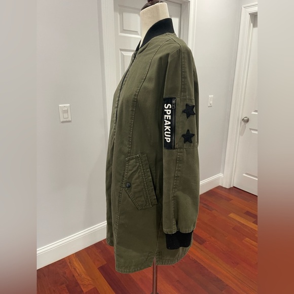 Zara Denim Speak Up Long Bomber Jacket - Picture 7 of 16